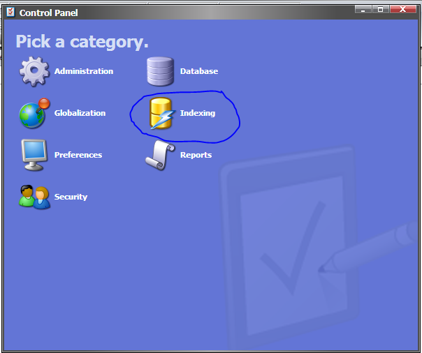 Control Panel Indexing