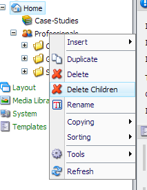 Delete Children Menu Option